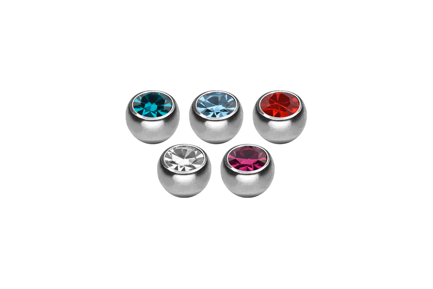 SET Chirurgenstahl Schraubkugel KRISTALL von Piercingline